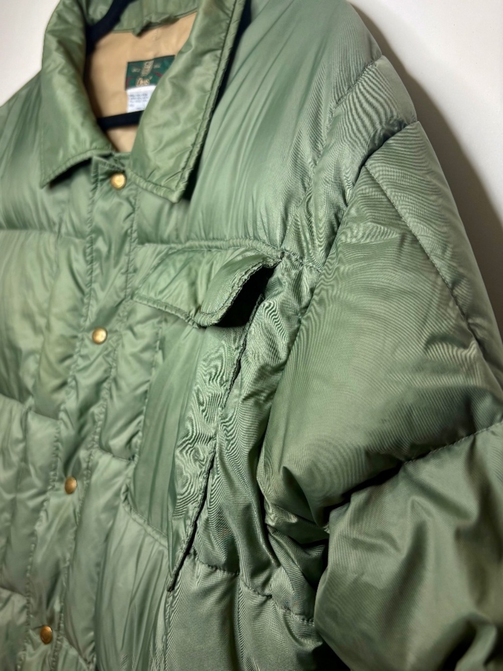 Vintage Orvis Goose Down Puffer Jacket Men’s Large Sage Green Nylon Gorpcore